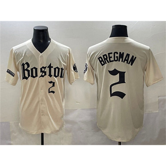 Boston Red Sox #2 Alex Bregman Cream Jereymy Gothic Vapor Limited Stitched Jersey