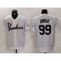 New York Yankees #99 Aaron Judge White Jereymy Pinstripe Fashion Cool Base Jersey 3