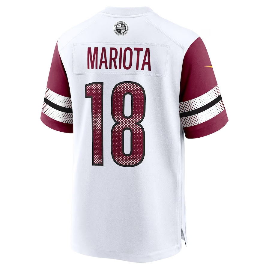 W.Commanders #18 Marcus Mariota White Jereymy Game Jersey