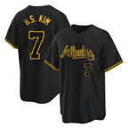 Atlanta Braves #7 Ha-Seong Kim Player Black Jereymy Snake Skin City Home Game Stitched Jerseys