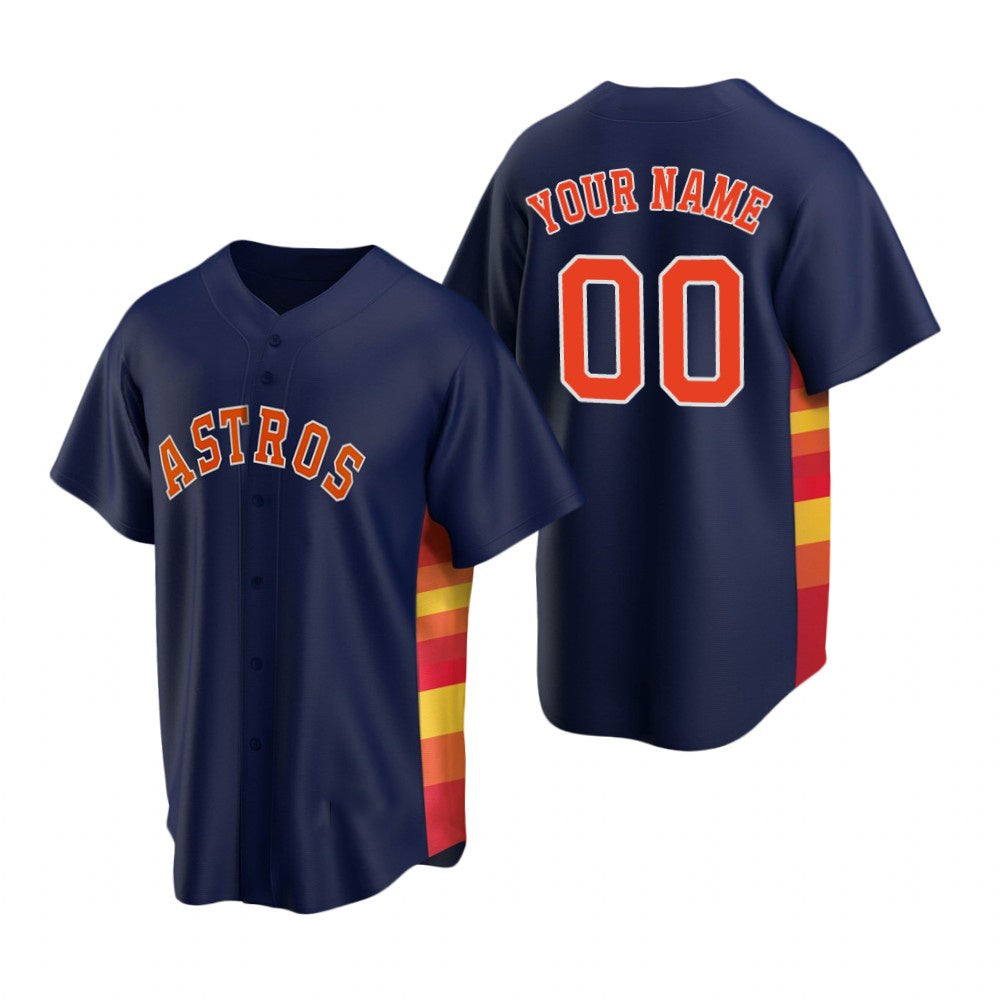 Custom Houston Astros Navy Jereymy Stitched Cool Base Jersey