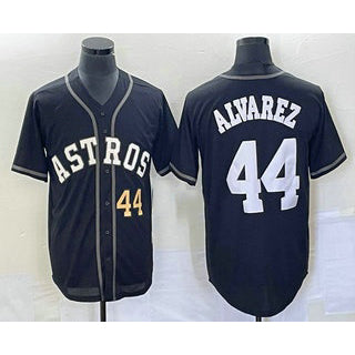 Houston Astros #44 Yordan Alvarez Number Black Jereymy Cool Base Stitched Jersey