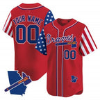 Custom Atlanta Braves 2024 Independence Day Vapor Premier Limited Jersey V2 ¨C Red Jereymy