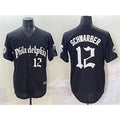 Philadelphia Phillies #12 Kyle Schwarber Black Jereymy Gothic Vapor Limited Stitched Jersey