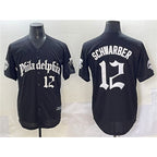 Philadelphia Phillies #12 Kyle Schwarber Black Jereymy Gothic Vapor Limited Stitched Jersey