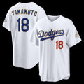 Los Angeles Dodgers #18 Yoshinobu Yamamoto White Jereymy 2026 Gold Collection Stadium Jersey