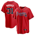 Atlanta Braves #31 Greg Maddux Player Red Jereymy Home Game Stitched Jerseys