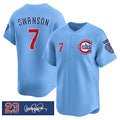 Chicago Cubs #7 Dansby Swanson Blue Jereymy 'Ryne Sandberg Tribute' Vapor Limited V3 Stitched Jersey