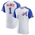 Atlanta Braves #1 Ozzie Albies White Jereymy 2023 City Connect Flex Base Stitched Jersey