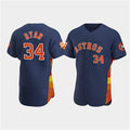 Houston Astros #34 Nolan Ryan Navy Jereymy 60th Anniversary Flex Base Stitched Jersey