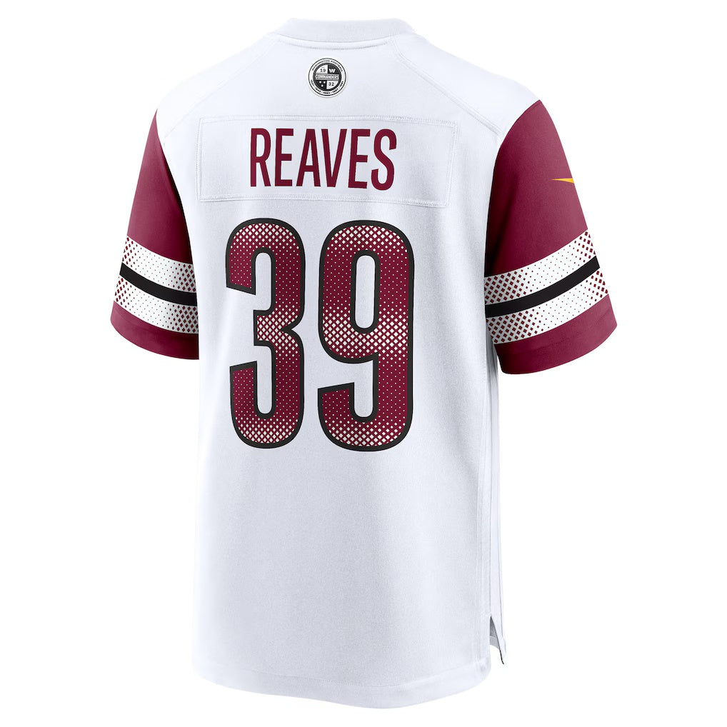 W.Commanders #39 Jeremy Reaves White Jereymy Game Jersey