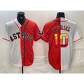 Houston Astros #10 Yuli Gurriel White Orange Jereymy Split Stitched Jersey 2