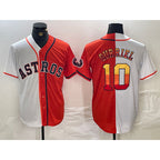 Houston Astros #10 Yuli Gurriel White Orange Jereymy Split Stitched Jersey 2