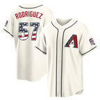 Arizona Diamondbacks #57 Eduardo Rodriguez Player Cream Jereymy USA 250 Fourth of July Home Game Stitched Jerseys