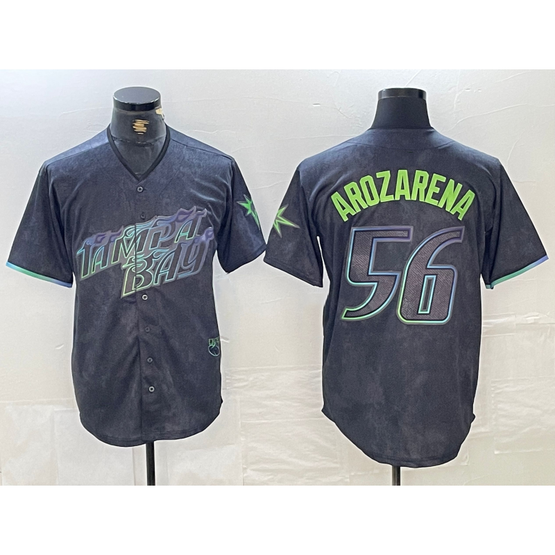 Tampa Bay Rays #56 Randy Arozarena Charcoal Jereymy 2024 City Connect Limited Stitched Jersey