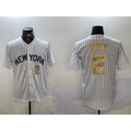 New York Yankees #2 Derek Jeter White Jereymy Pinstripe Fashion Cool Base Jerseys