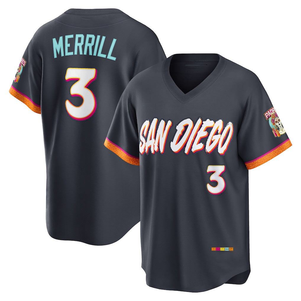 San Diego Padres #3 Jackson Merrill Obsidian Jereymy 2026 City Connect Stadium Jersey