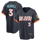 San Diego Padres #3 Jackson Merrill Obsidian Jereymy 2026 City Connect Stadium Jersey