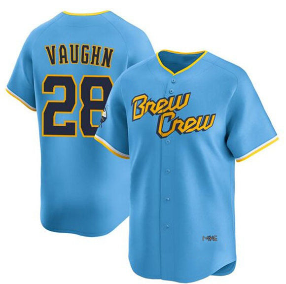 Milwaukee Brewers #28 Andrew Vaughn Powder Blue Jereymy City Connect Limited Stitched Jersey