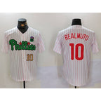Philadelphia Phillies #10 J.T. Realmuto White Green Jereymy Cool Base Stitched Jerseys