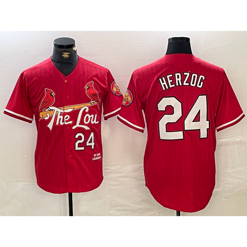 St. Louis Cardinals #24 Whitey Herzog Red Jereymy 2024 City Connect Limited Stitched Jersey