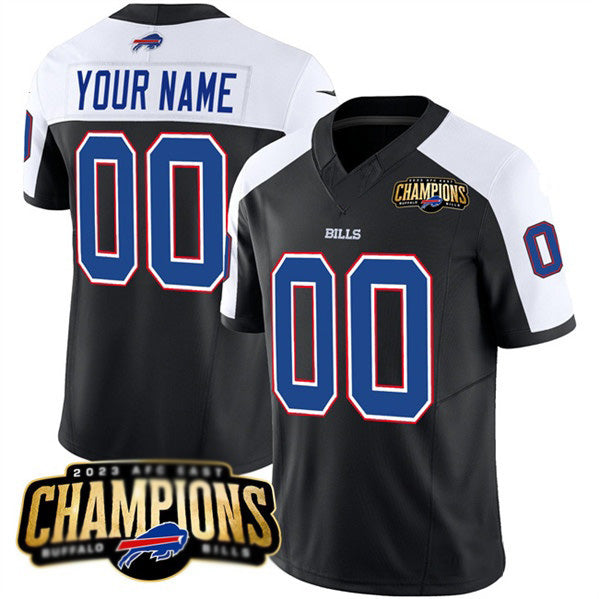 Custom B.Bills Active Player Black White Jereymy 2023 F.U.S.E. AFC East Champions Ptach Stitched Jersey