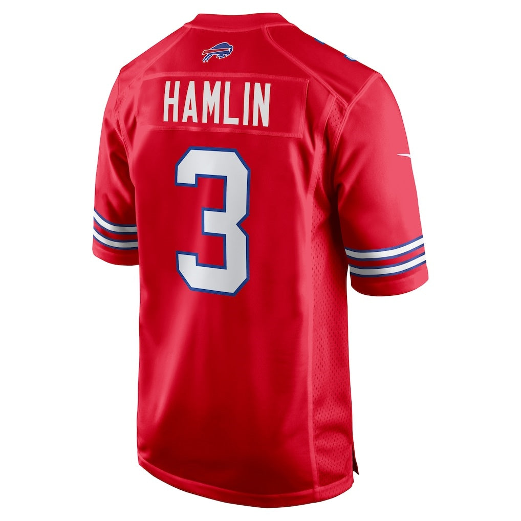 B.Bills #3 Damar Hamlin Red Jereymy Alternate Game Jersey