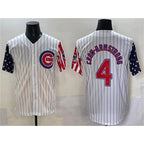 Chicago Cubs #4 Pete Crow-Armstrong White Jereymy Pinstripe 2025 Independence Day Vapor Premier Limited Stitched Jersey