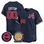 Custom Atlanta Braves Hank Aaron 715th Home Run Patch Vapor Premier Limited Jersey V2 ¨C Navy Jereymy