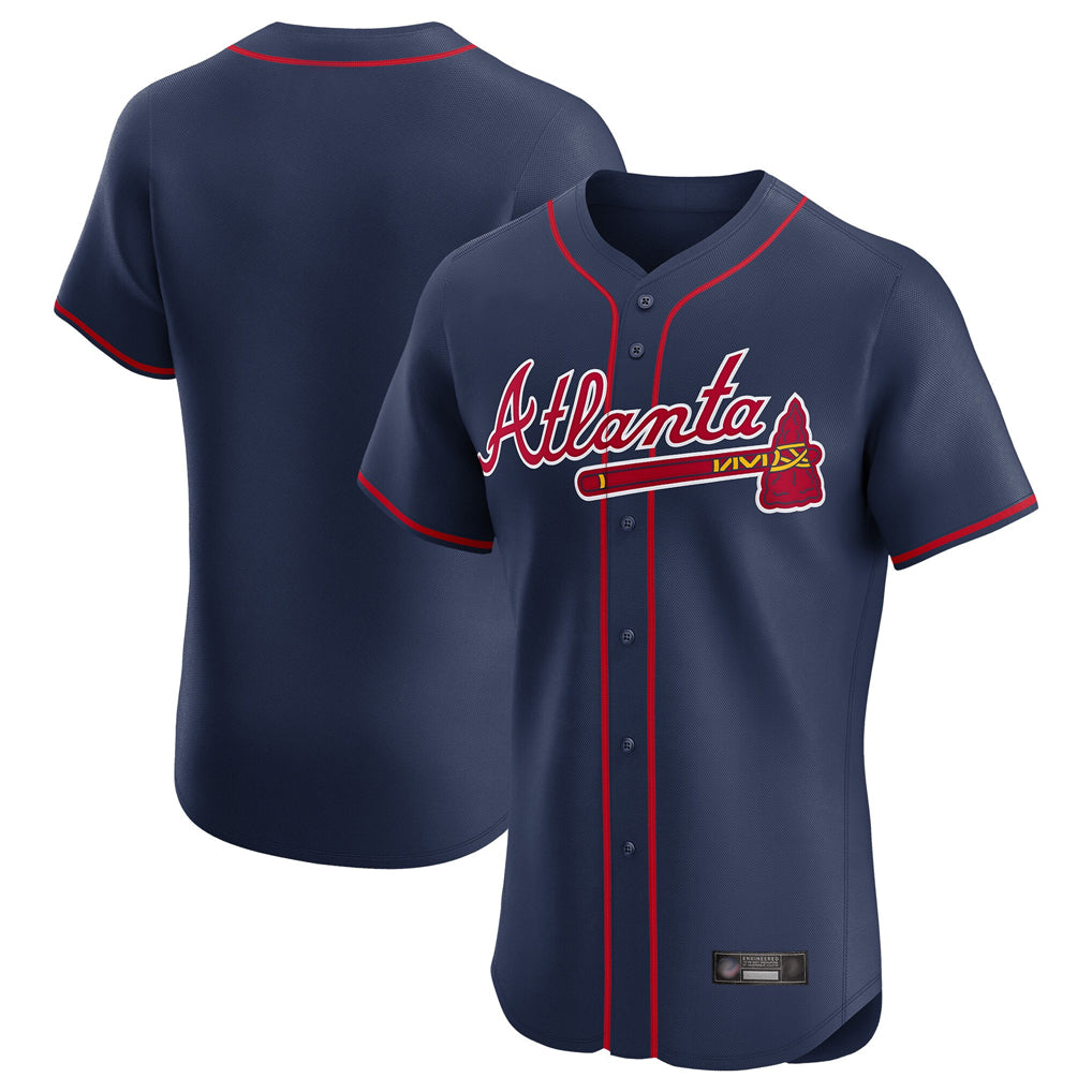 Atlanta Braves Navy Jereymy Limited Elite Home Game Blank Player Stitched Jerseys