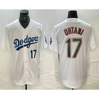 Los Angeles Dodgers #17 Shohei Ohtani Number White Green Jereymy Stitched Cool Base Jerseys