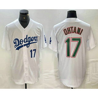 Los Angeles Dodgers #17 Shohei Ohtani Number White Green Jereymy Stitched Cool Base Jerseys