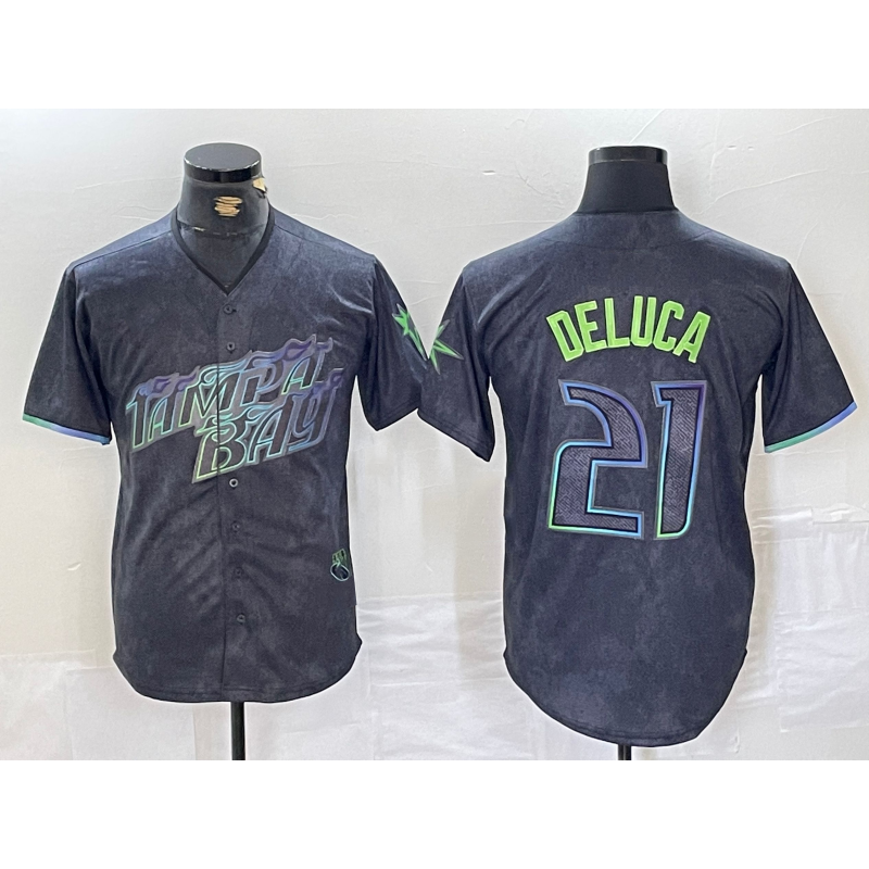Tampa Bay Rays #21 Jonny DeLuca Charcoal Jereymy 2024 City Connect Limited Stitched Jersey 2