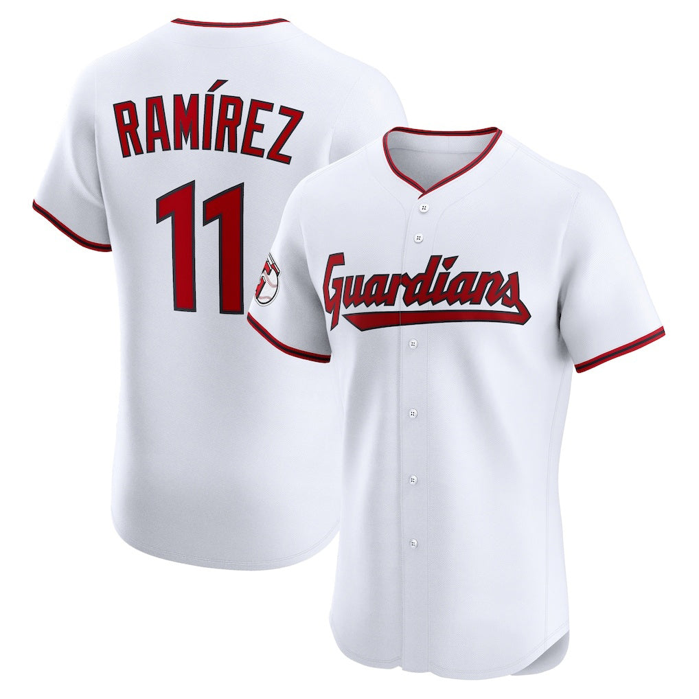 Cleveland Guardians #11 Jos¨¦ Ram¨ªrez White Jereymy Home Elite Jersey