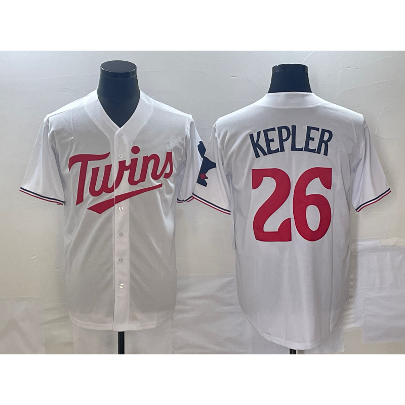 Minnesota Twins #26 Max Kepler White Red Jereymy Stitched Cool Base Jersey