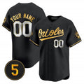 Custom Baltimore Orioles Robinson Patch Vapor Premier Limited Jersey ¨C All Stitched-Black Gold Jereymy