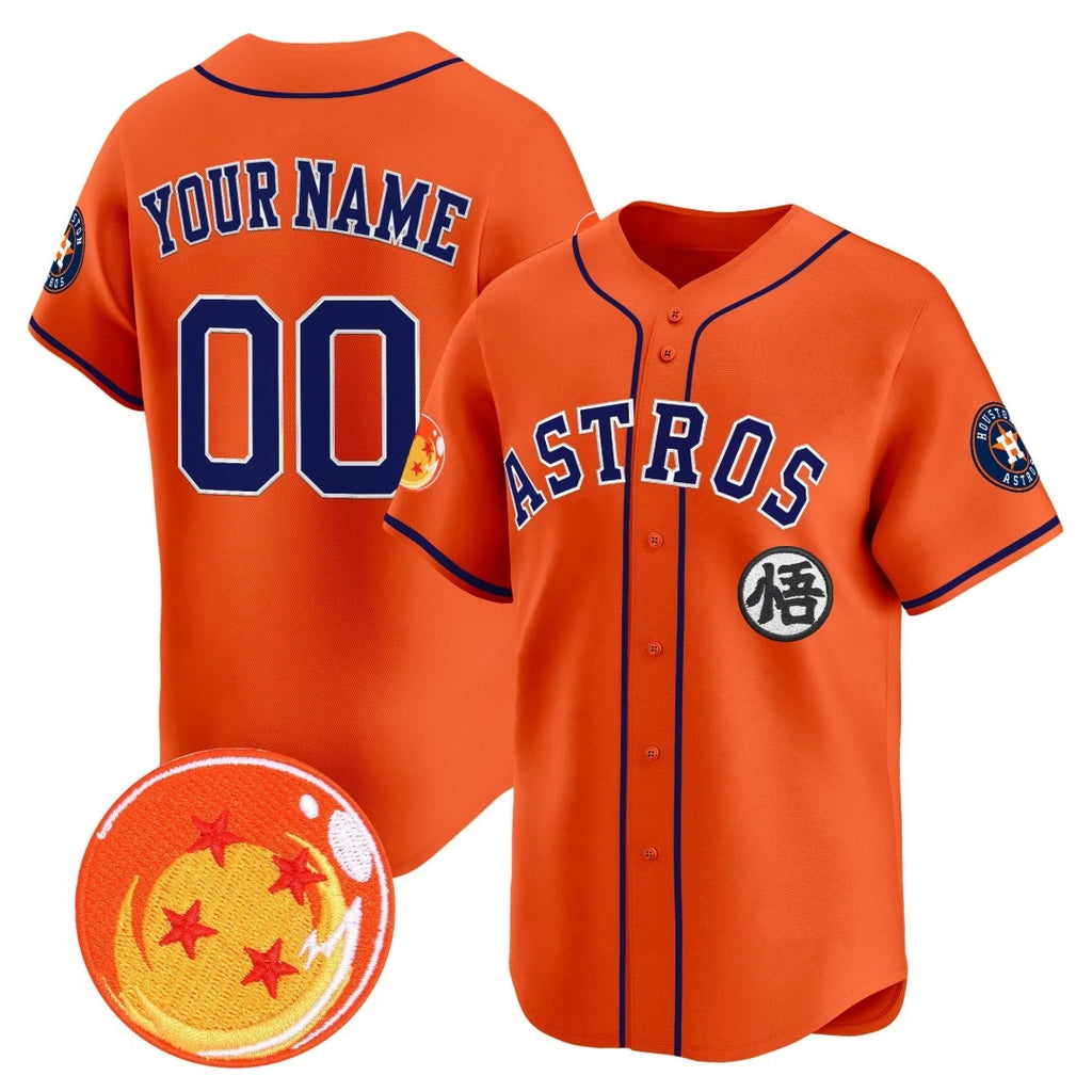 Custom Houston Astros x Dragon Ball Orange Jereymy Vapor Premier Limited Jersey - All Stitched