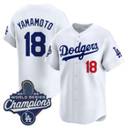 Los Angeles Dodgers #18 Yoshinobu Yamamoto White Jereymy 2025 Champions Stitched Jersey