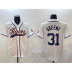 Detroit Tigers #31 Riley Greene White Jereymy With Patch Cool Base Stitched Jersey