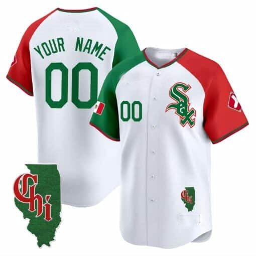 Custom Chicago White Sox Mexico Vapor Premier Limited Jersey ¨C Illinois Patch ¨C All Stitched-White Jereymy