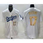 Los Angeles Dodgers #17 Shohei Ohtani Number White Gold Jereymy Stitched Cool Base Jerseys