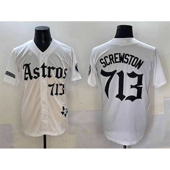 Houston Astros #713 DJ Screwston White Jereymy Gothic 'Houston Born Barrio Raised' Limited Stitched Jersey