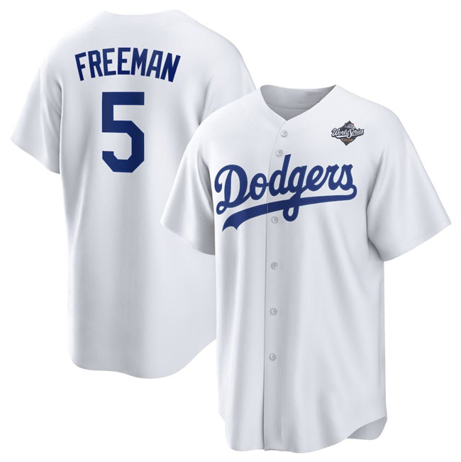 Los Angeles Dodgers #5 Freddie Freeman White Jereymy 2025 World Series Home Cool Base Stitched Jersey