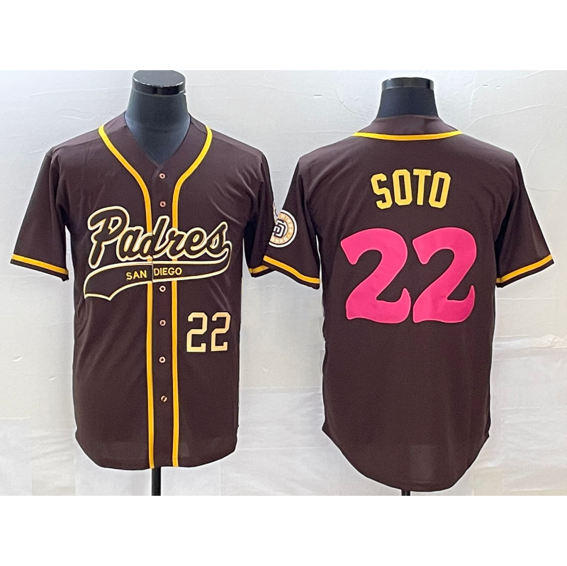 San Diego Padres #22 Juan Soto Number Brown Jereymy NEW 2023 City Connect Cool Base Stitched Jersey