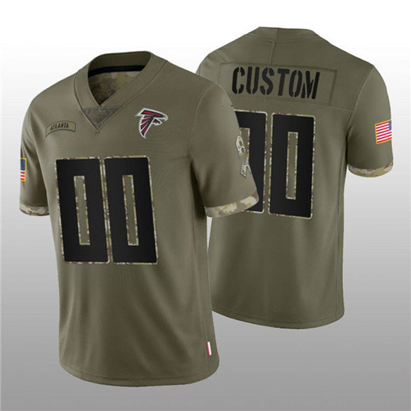 Custom A.Falcons ACTIVE PLAYER 2022 Olive Jereymy Salute To Service Limited Stitched Jersey