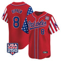 Baltimore Orioles #8 Cal Ripken Player Red Jereymy USA 250 Independence Day Vapor Premier Limited Home Game Stitched Jerseys