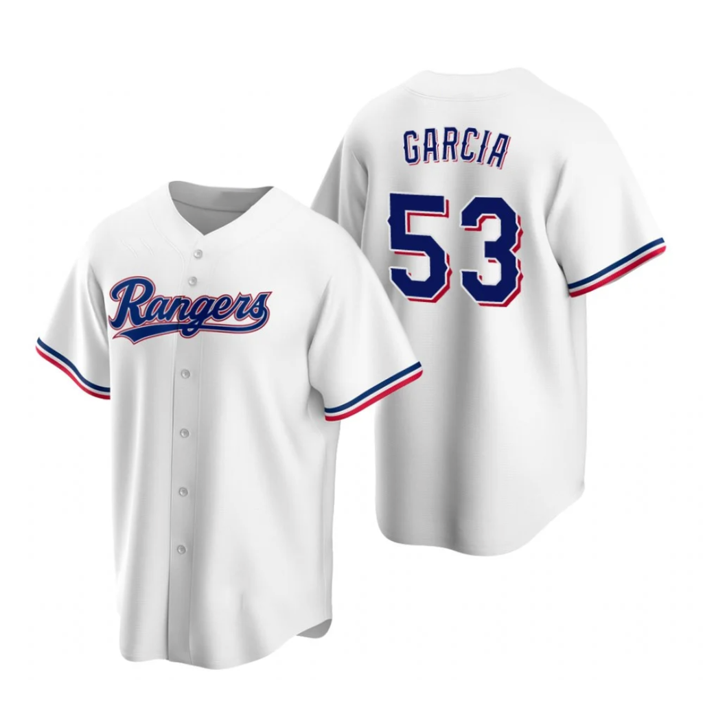 Texas Rangers #53 Adolis Garcia White Jereymy Cool Base Stitched Jersey