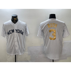 New York Yankees #3 Babe Ruth White Jereymy Pinstripe Fashion Cool Base Jersey 2