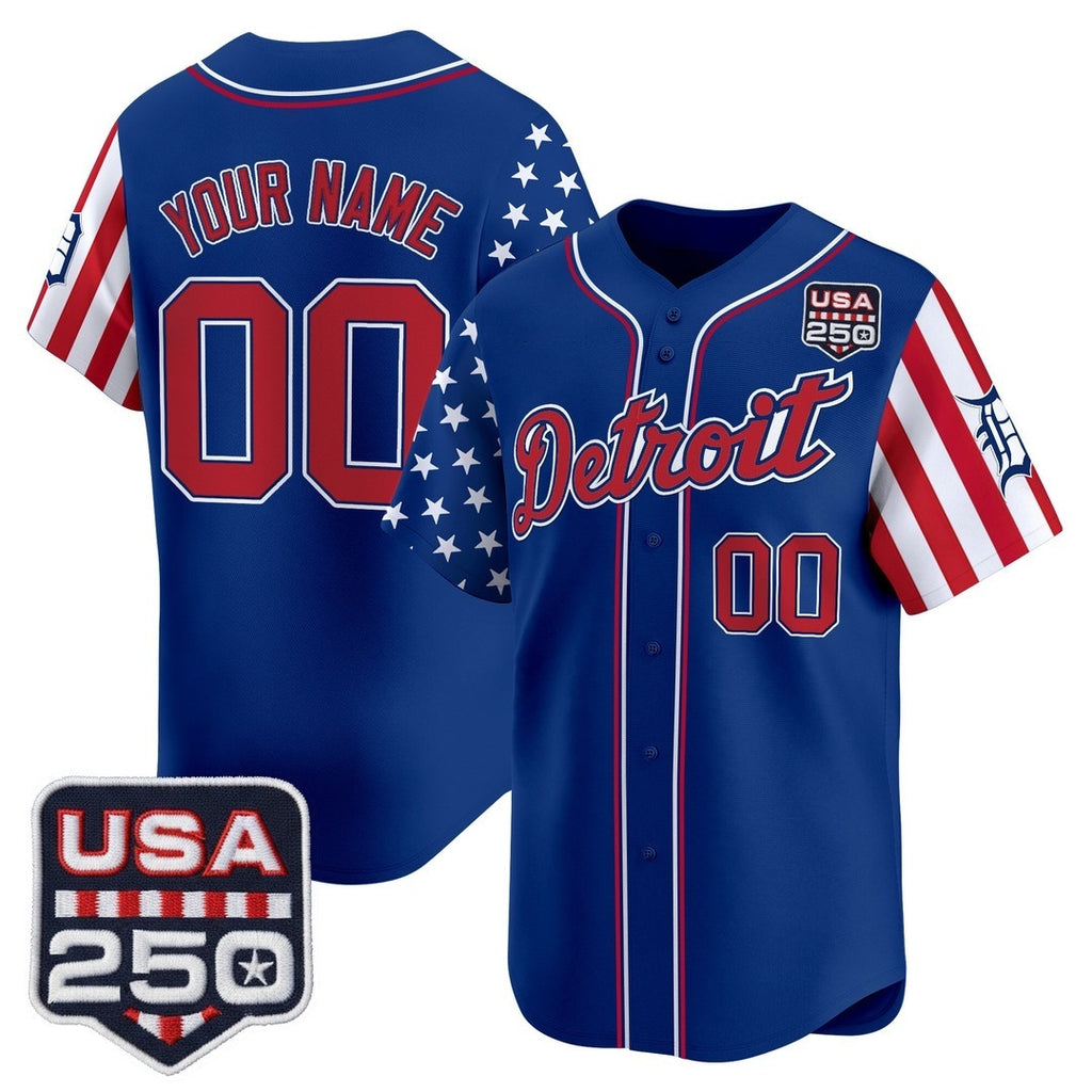 Custom Detroit Tigers America 250 Edition Vapor Premier Limited Royal Jereymy Stitched Jerseys