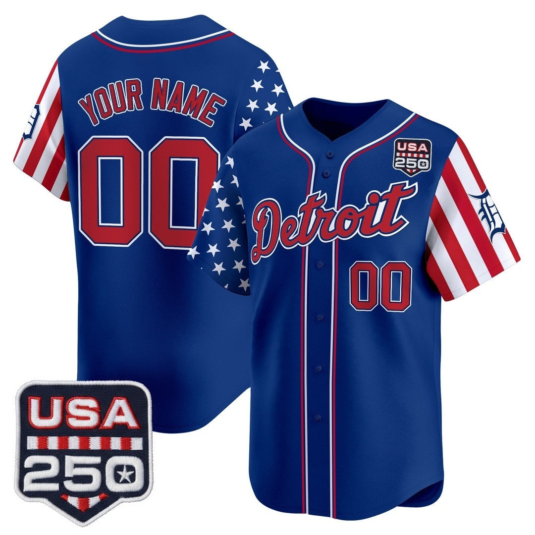 Custom Detroit Tigers America 250 Edition Vapor Premier Limited Royal Jereymy Stitched Jerseys